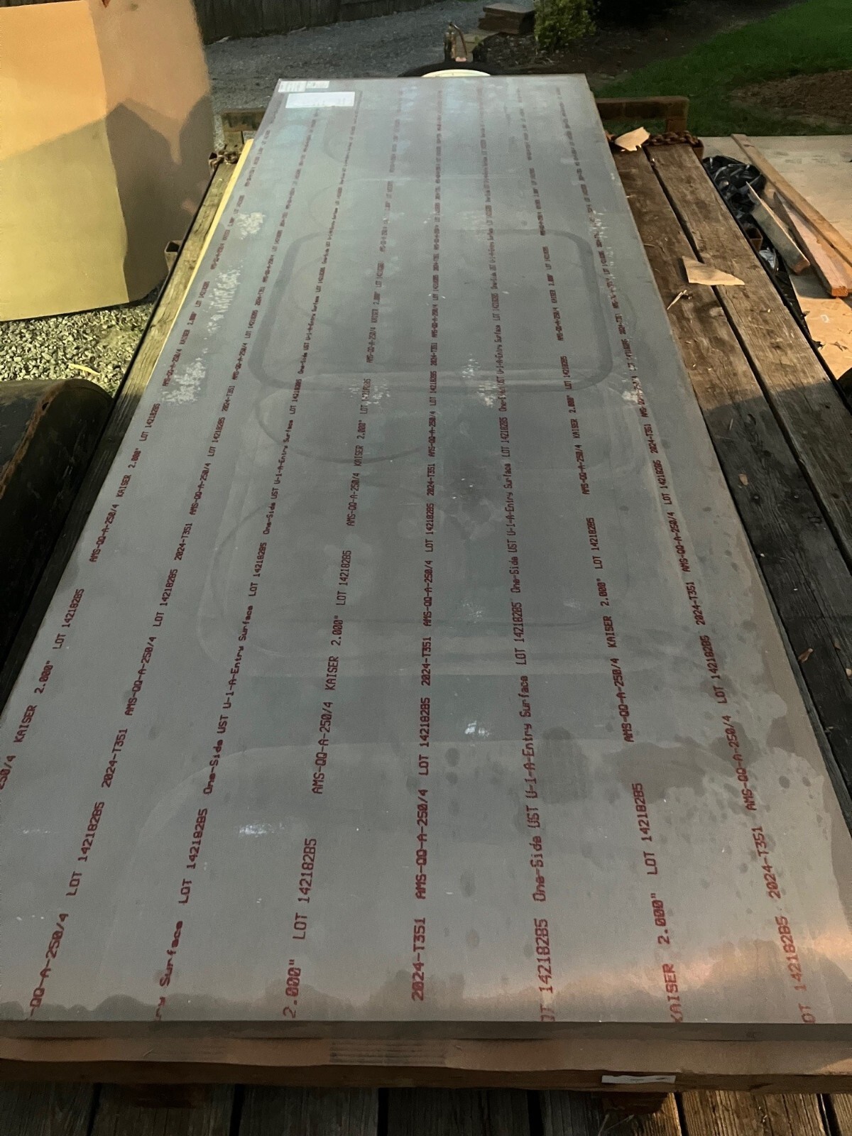 2024-t351 aluminum alloy plate in crate 2.00″ thick 48″x144″