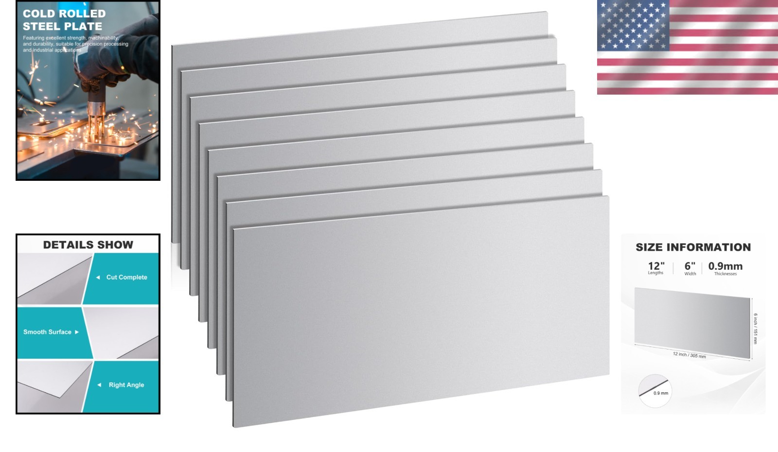 8 Pcs 20 Gauge Steel Sheet Metal 12″x6″ Weldable Plate Set