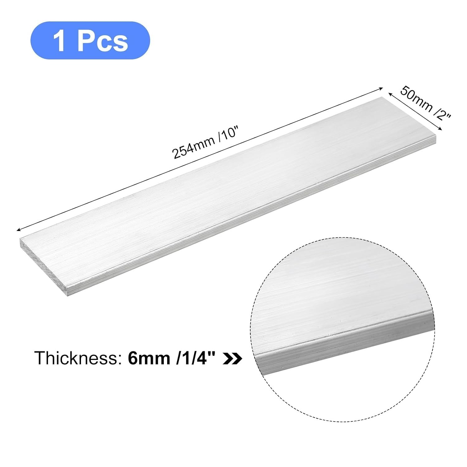 6061 Aluminum Flat Plate, 6 x 50 x 254mm – Ideal for Construction Needs