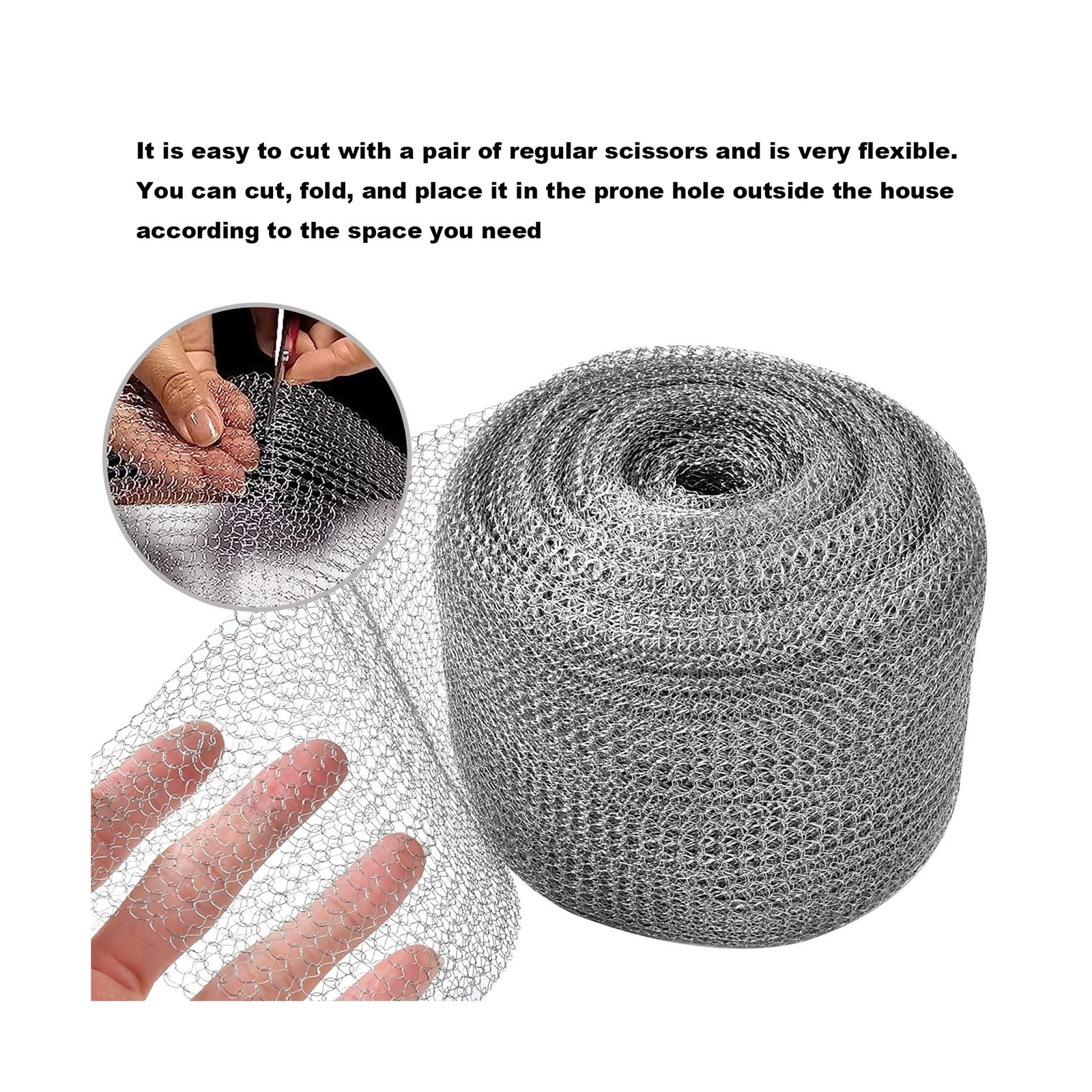 5”x 100 ft Stainless Steel Mesh Roll, Rusty-Proof Flexible Stainless Steel