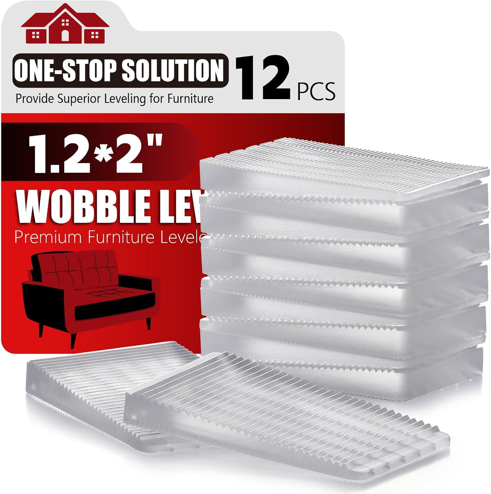 Flexible Plastic Shims Kit 12pcs Clear Leveling Wedges for Furniture and Home