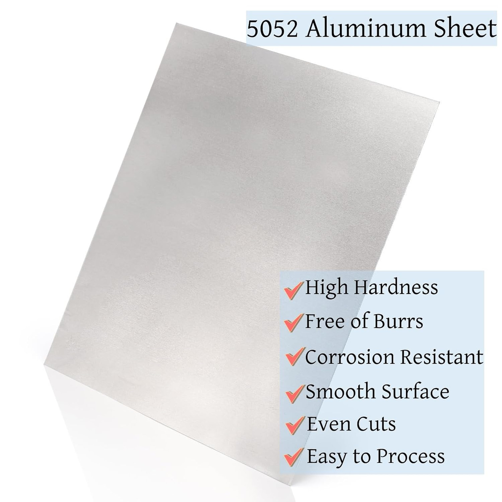 Aluminum Sheet 5052 Flat Plate 12×12 Inches 0.02 Inch 0.5mm Metal Crafting
