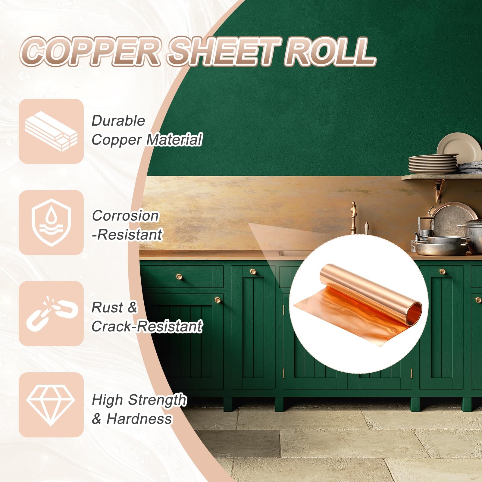 0.3mm x 50mm x 2000mm Copper Sheet Roll 99.9% Pure Copper Tape Flash Sheet Met…