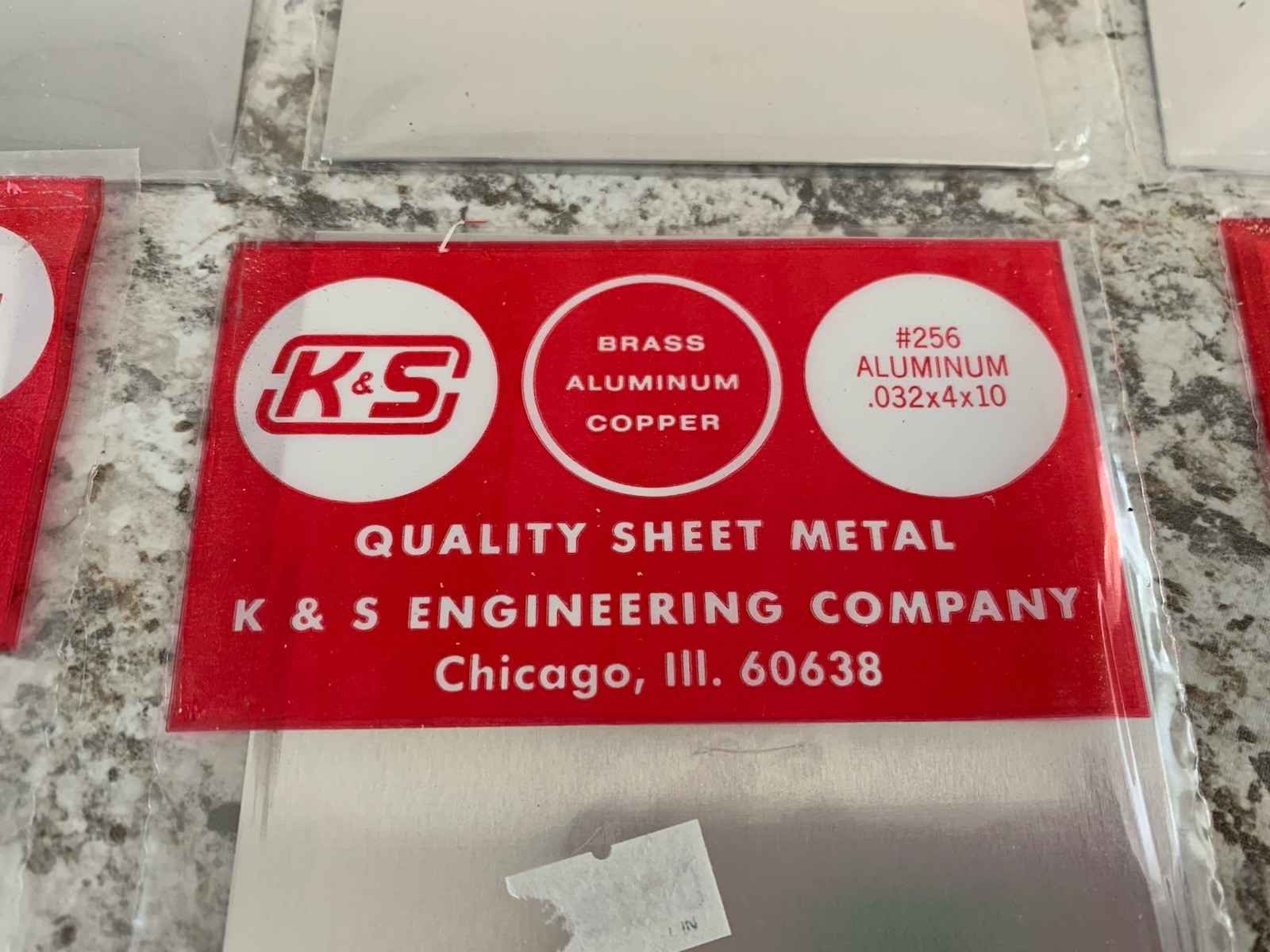 K & S Precision Metals ALUMINUM .032″ x 4″ x 10″ 6 Sheets Stock #256 NOS Hobby
