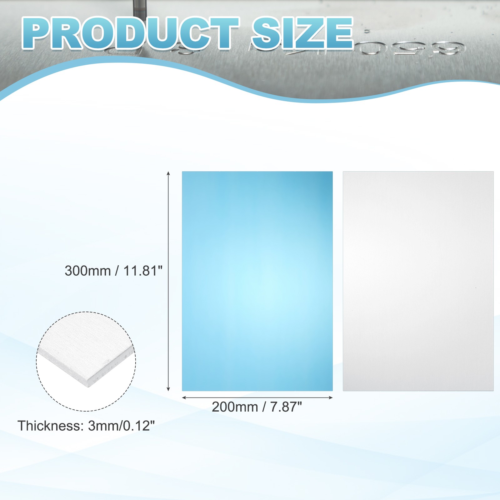 11.8″ x 7.9″ x 0.12″ 6061 T651 Aluminum Sheet Metal(Silver, 1Pcs)