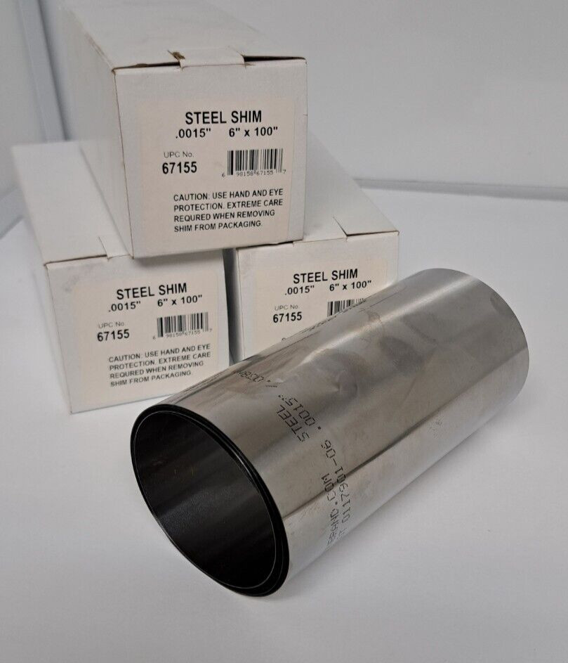 Precision Brand 67155 Shim Stock Full Hard Cold Roll Steel 0.0015×6″x100″ Lot /3