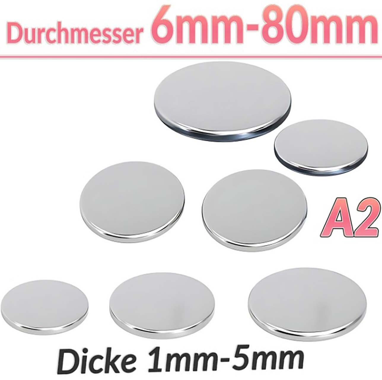 6mm-80mm Round Stainless Steel Disc Plate Round Sheet V2A Ground Thickness 1mm-5mm