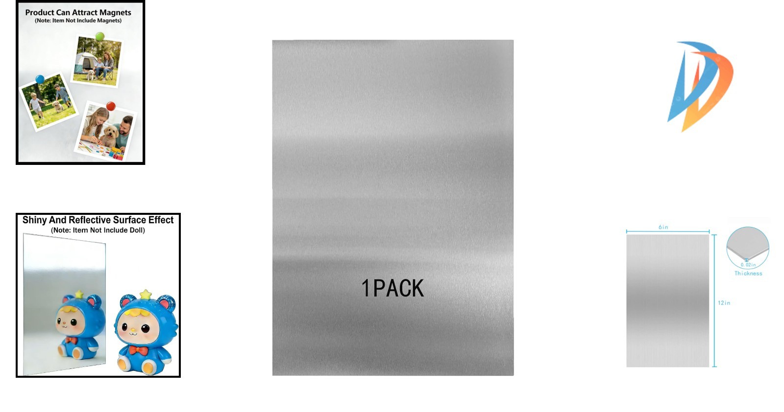 Versatile 430 Stainless Steel Sheet, 12″ x 6″ x 0.02″ for Magnetic Installations