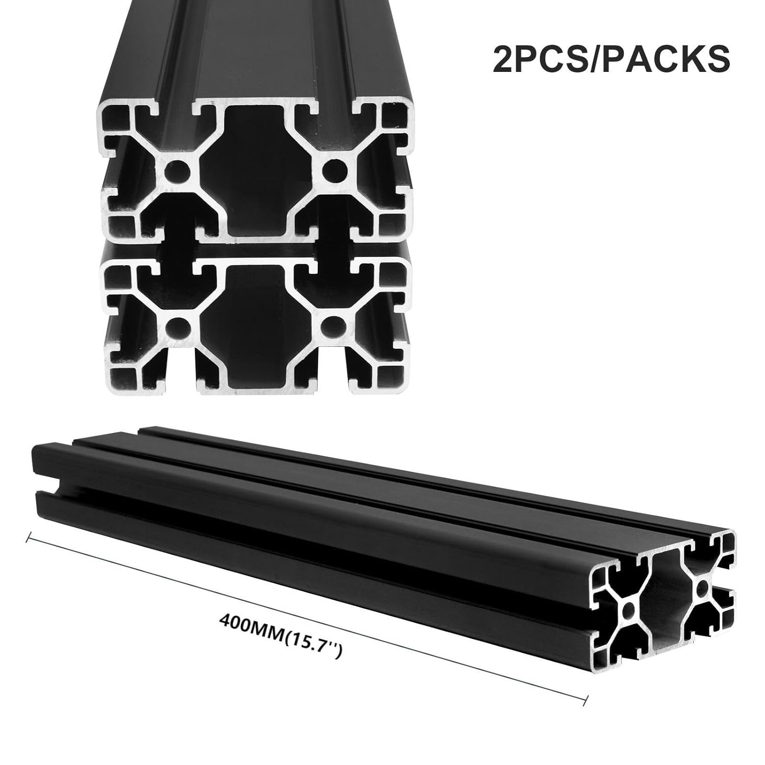 2Pack 4080 T Slot Aluminum Extrusion 400mm Black Extruded Aluminum Profile 40…