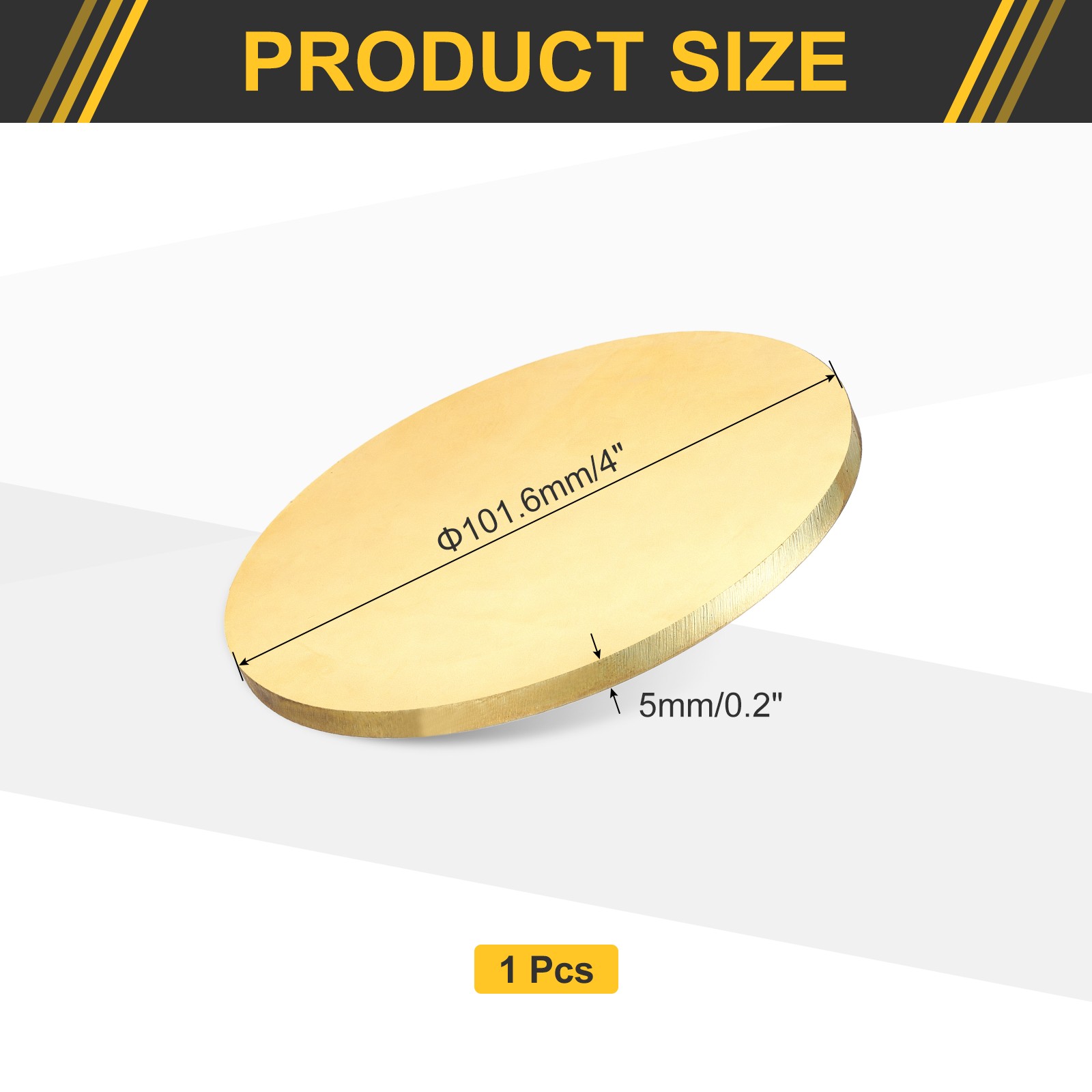 Brass Round Plate, 0.2″(5mm) Thick 4″(102mm) Dia H65 Brass Round Sheet