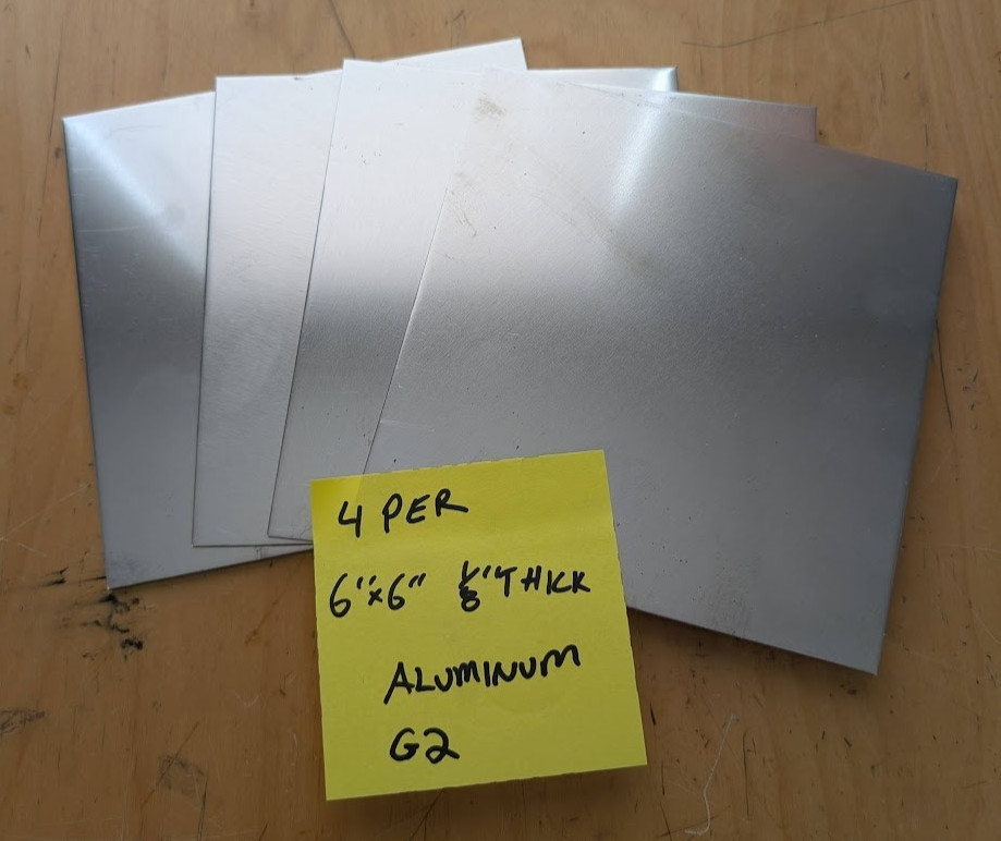 4 Pieces of 6″ x 6″ Aluminum Sheet Metal .125″(1/8″) Thick/8 Gauge (Plate)