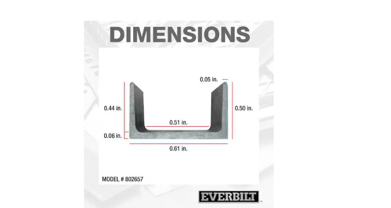 1/2 In. Wide (Inside) X 8 Ft. Aluminum Trim Channel