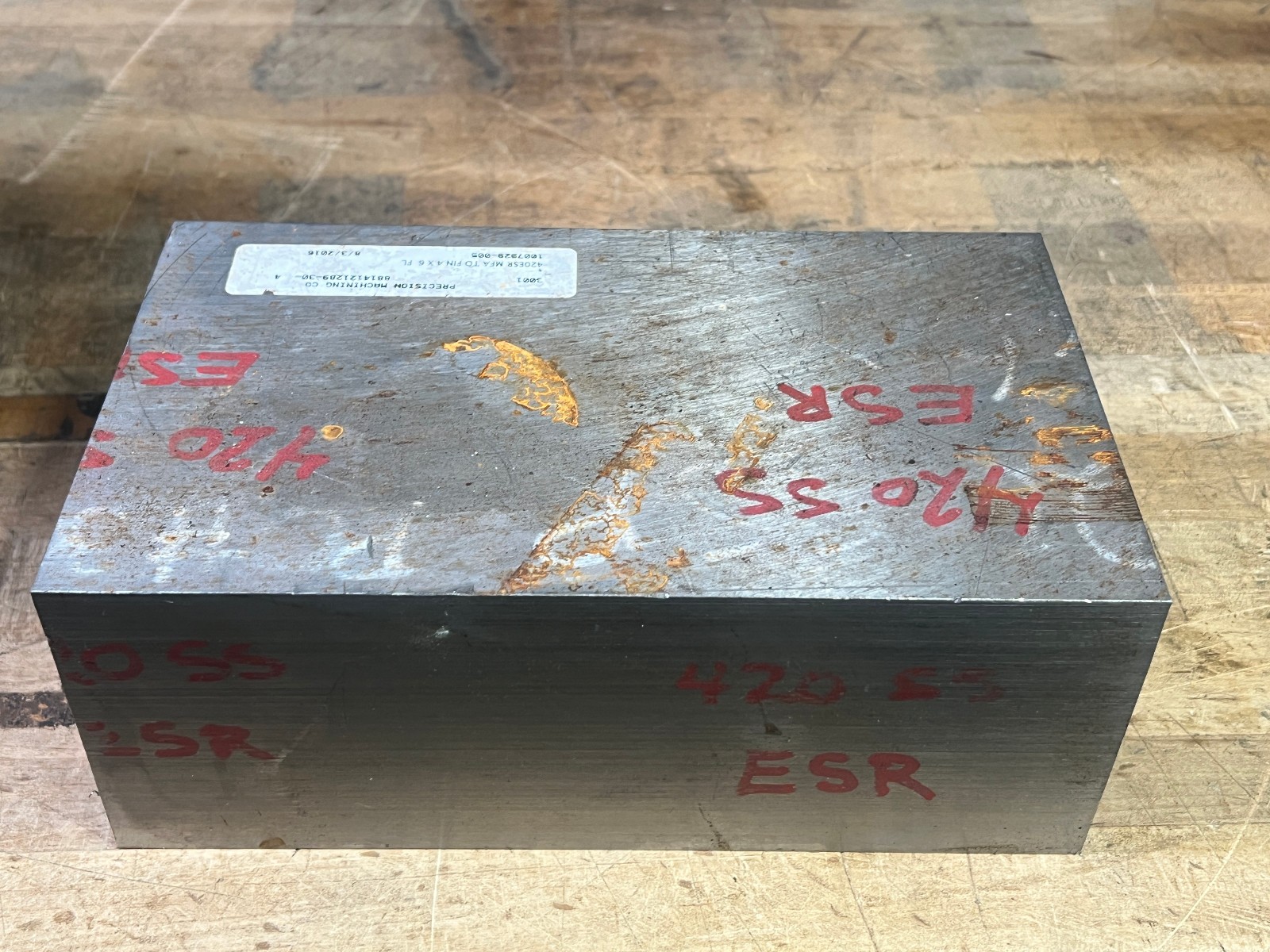 420 Stainless Steel SS ESR square flat bar stock 10 1/2 x 6 1/8 x 4 – 75 lbs