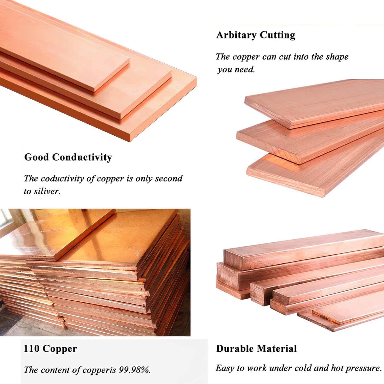 1PCS Copper Flat Bar 1/8″ x 2″ x 12″, 99.98% Copper Bus Bar Stock, 3mm x 50mm…