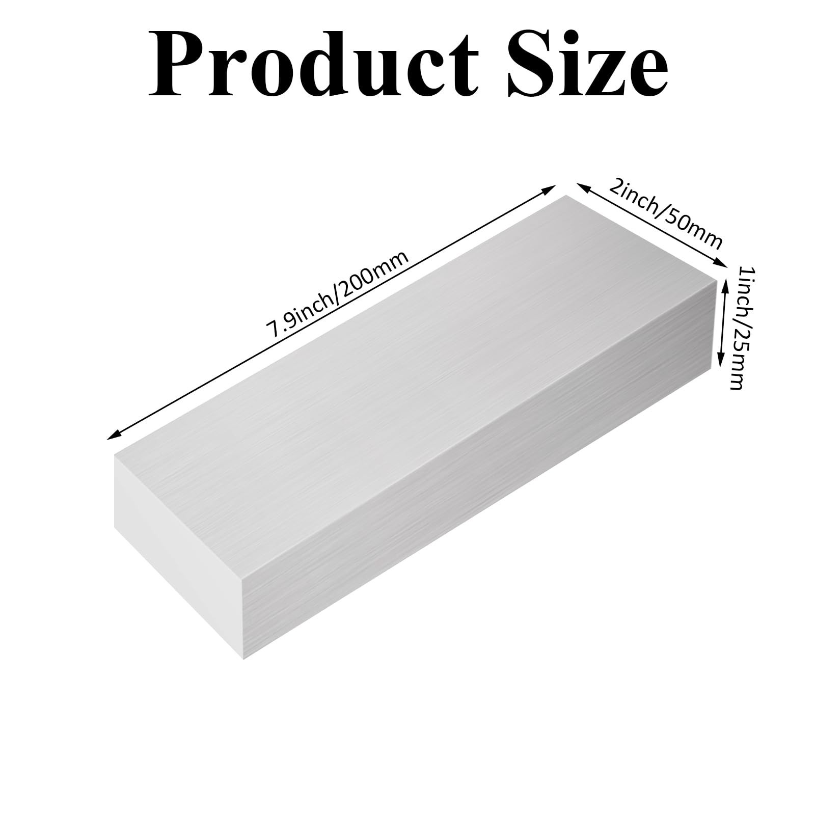 4PCS 1x2x8 Inch Square Aluminum Flat Bar, 6061 T6 Solid Block, 25MM Thick Stock