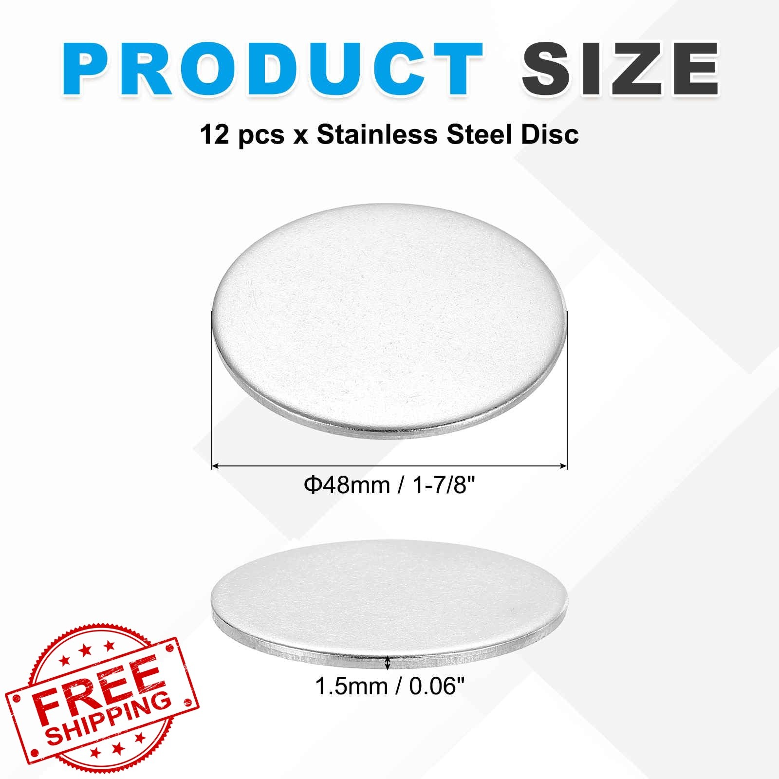 MECCANIXITY Stainless Steel Disc, 1-7/8″(48mm) Dia x 0.06″(1.5mm) Thick Round…