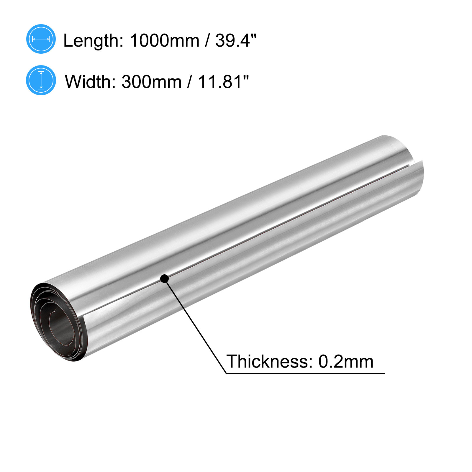 304 Stainless Steel Foil Roll 0.2mm x 300mm x 1M Polished Finish Plate