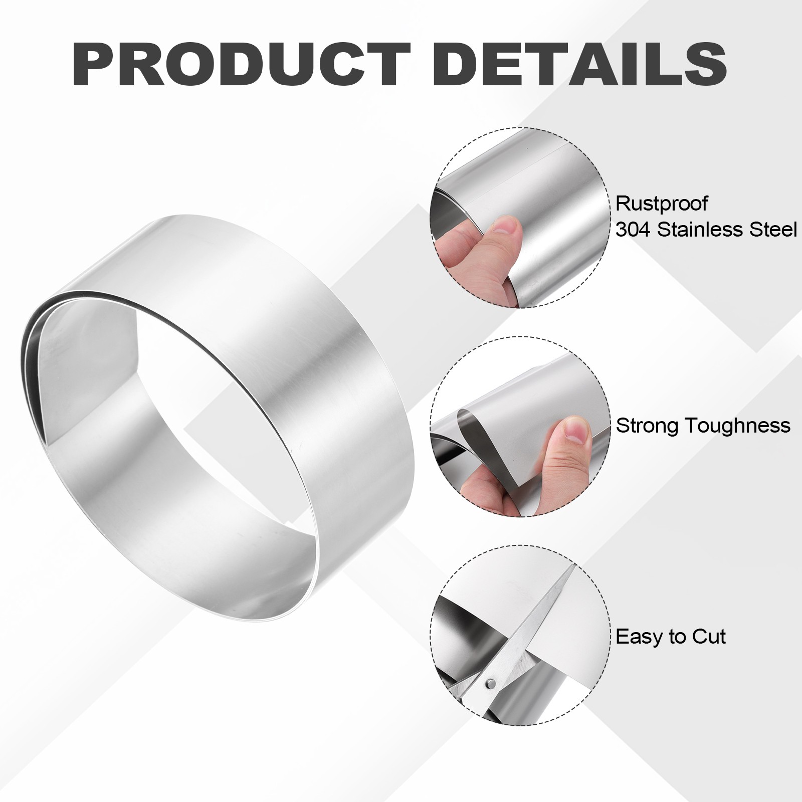 304 Stainless Steel Foil Roll 0.4mm x 40mm x 1m Metal Strip Sheet Silver Tone