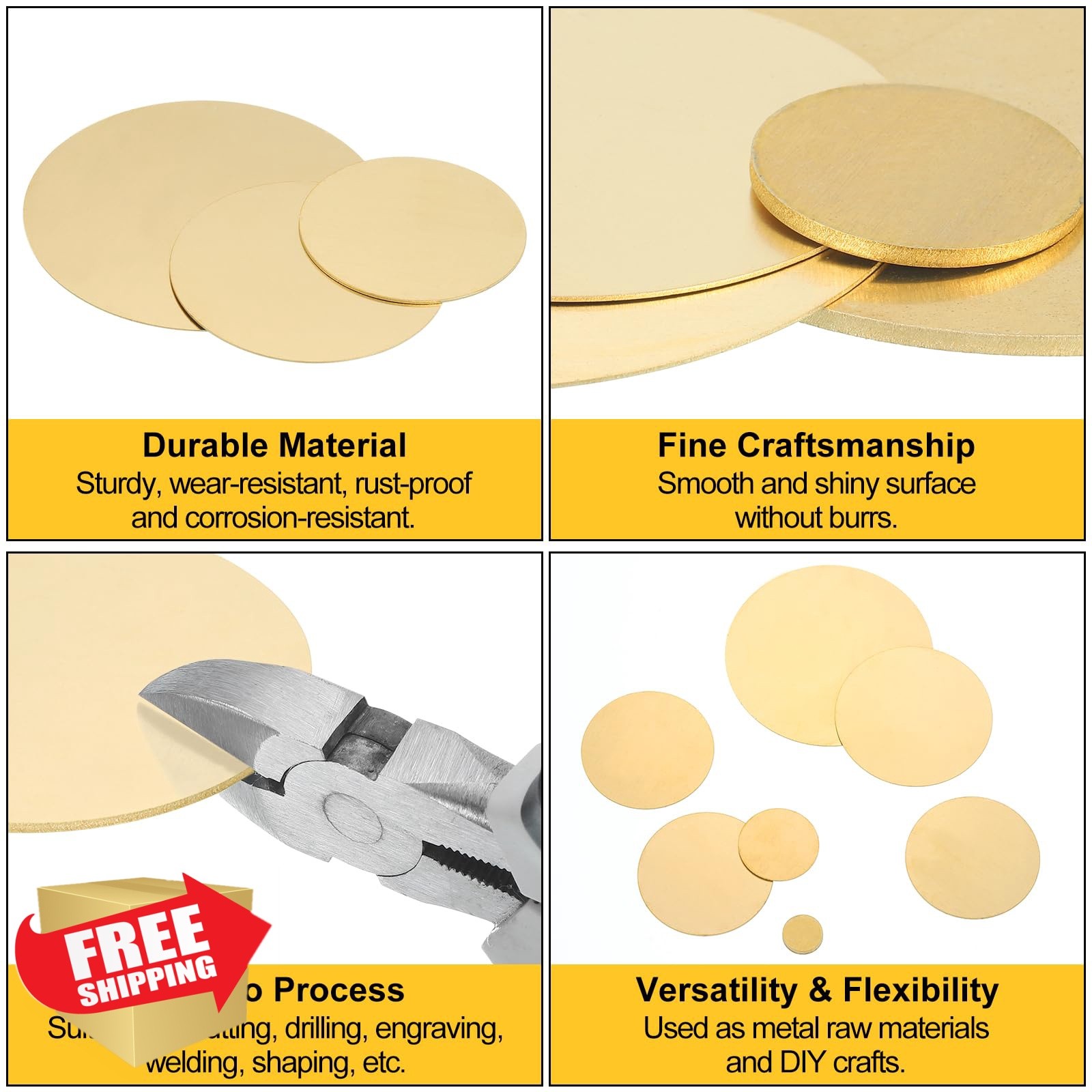 uxcell Brass Round Plate 0.04″x 6″ 1 Pc