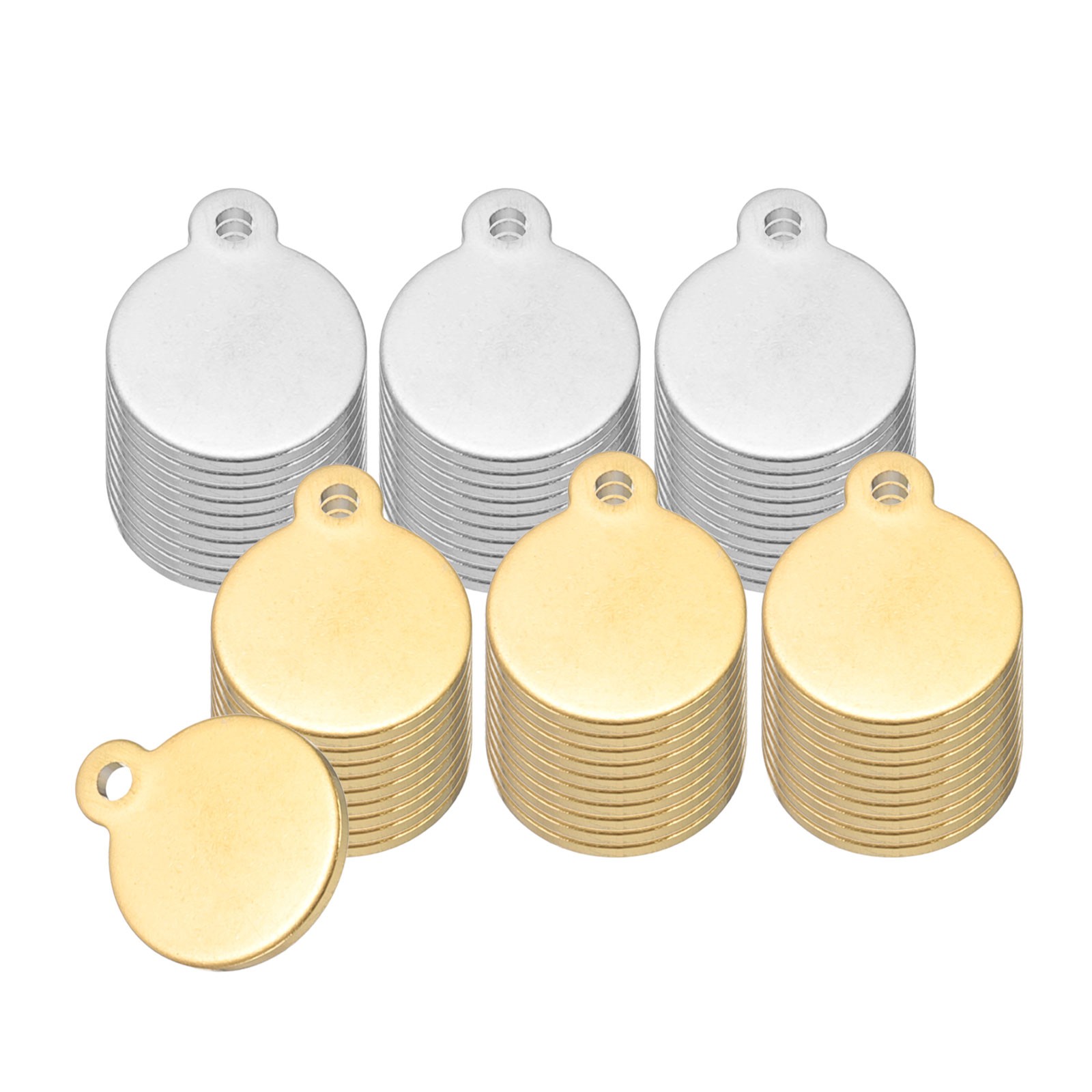 60 Pcs 2/5 Inch Round Metal Stamping Blanks, Gold Silver Blank Tags