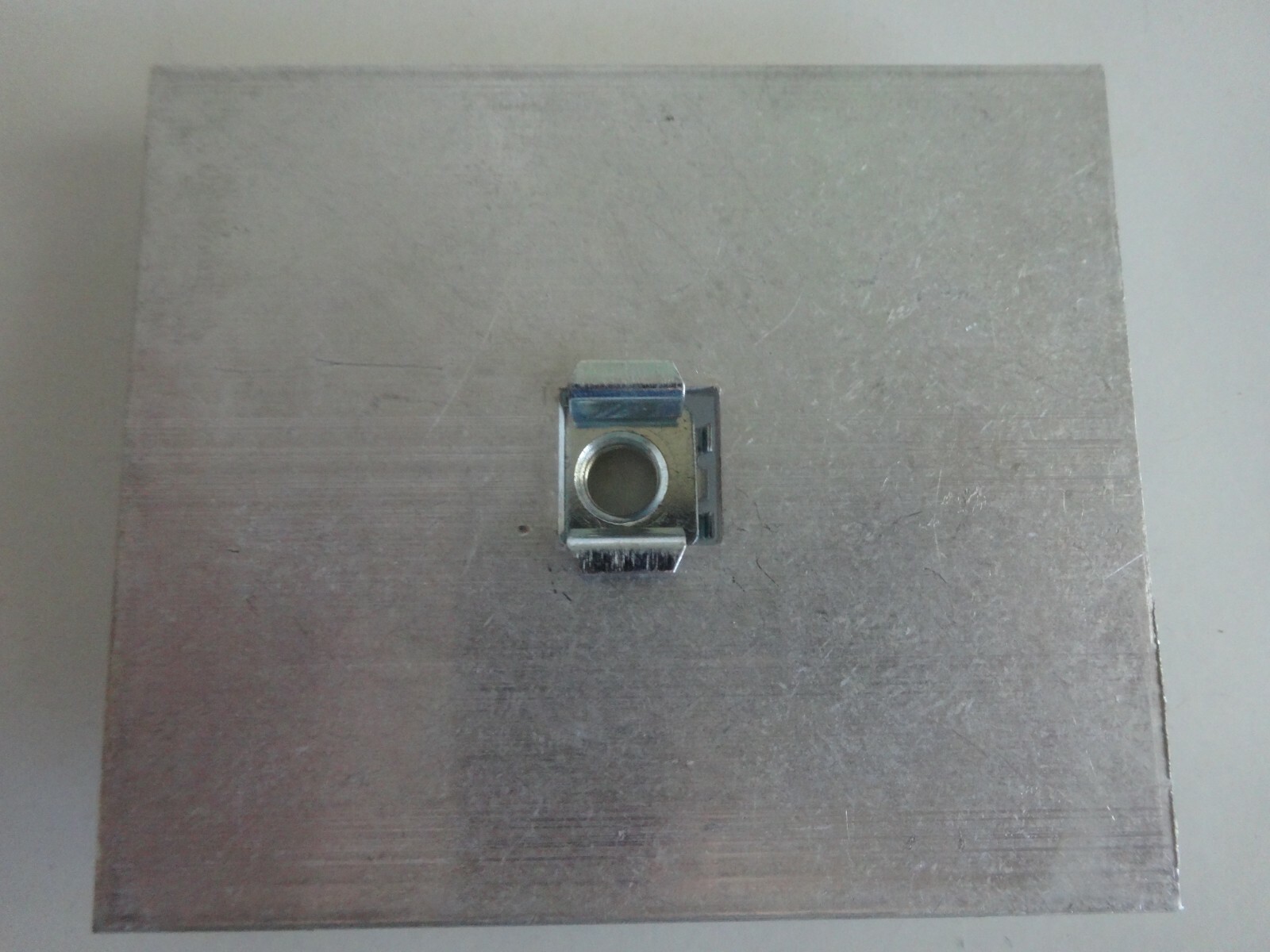 3 Pcs. 1/8 X 3 ALUMINUM FLAT BAR 3 1/2″ in length with 5/16-18 cage nut centered