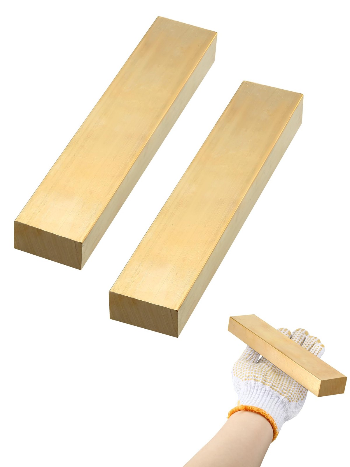 2 Pcs Metal Solid Brass Square Flat Bar Stock for Knife Making 0.4x1x10 Inch