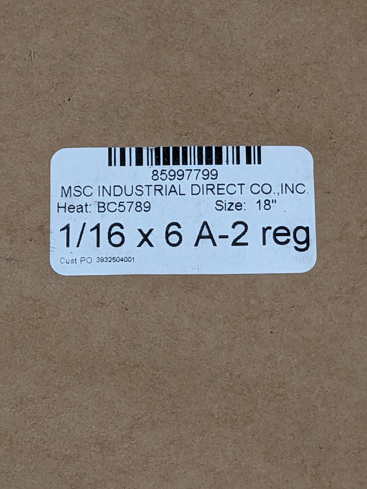 Drill Rod A2 Air-Hardening Flat Stock: 1/16″ Thick, 6″ W, 18″ L 85997799
