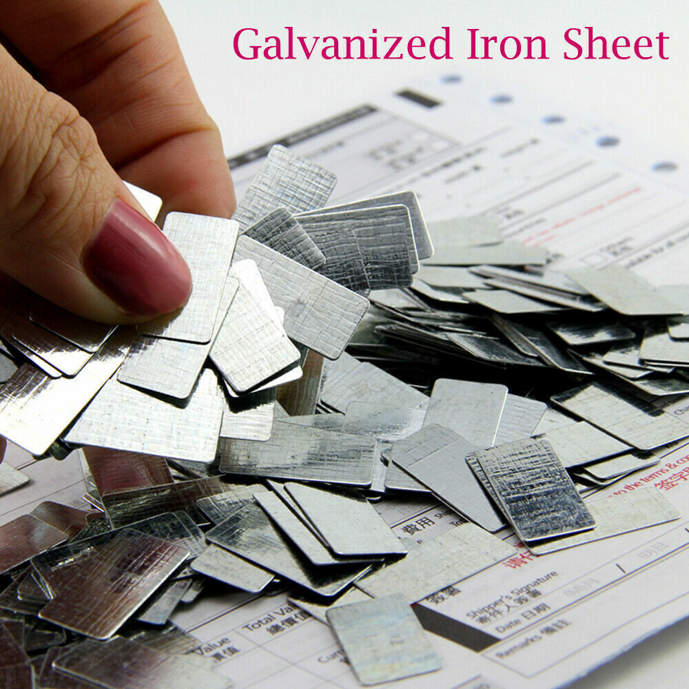 100PCS Galvanized Iron Sheet Plate Zinc Plated Metal DIY Craft 20 10 0.3mm