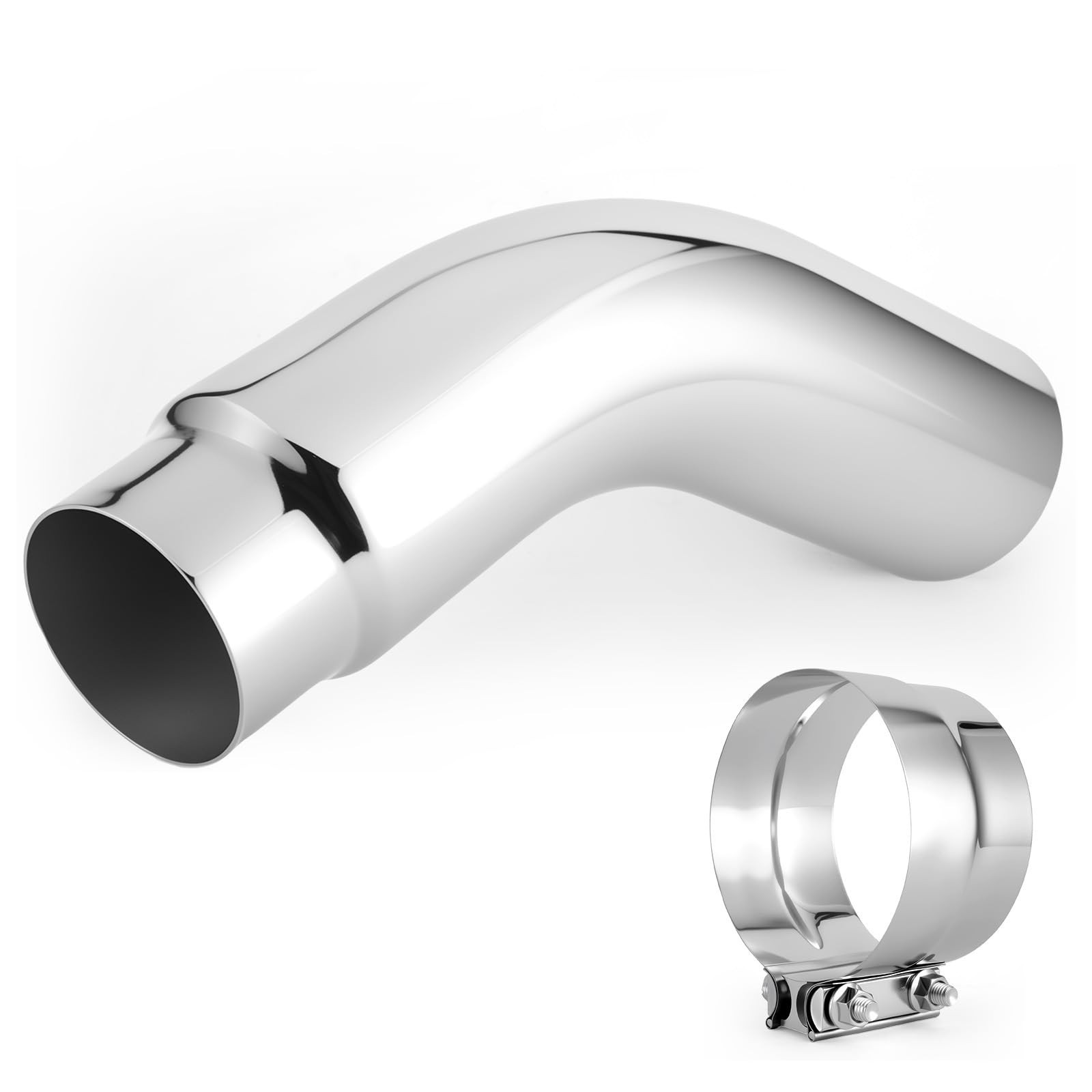 5-8″ Universal Exhaust Elbow Pipe w/Clamp Chrome Finish Drynochet | Premium S…