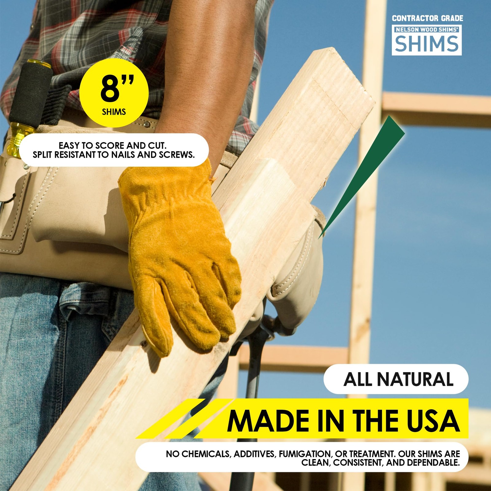 Beddar Wood Shims 8-Inch Contractor Grade 56 Count Carton for Leveling