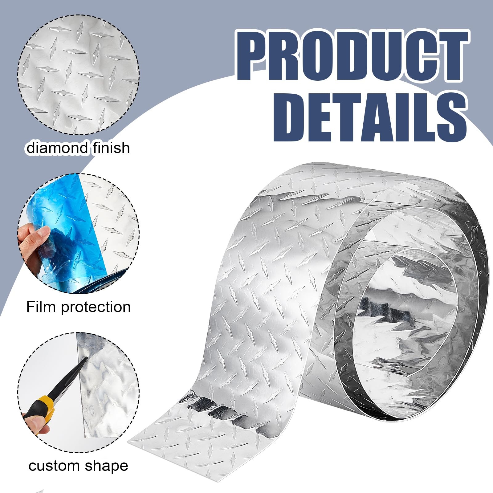 6” x 8 Ft Aluminum Diamond Plate Sheet Metal 0.04” Thick Heavy Duty Tread S…