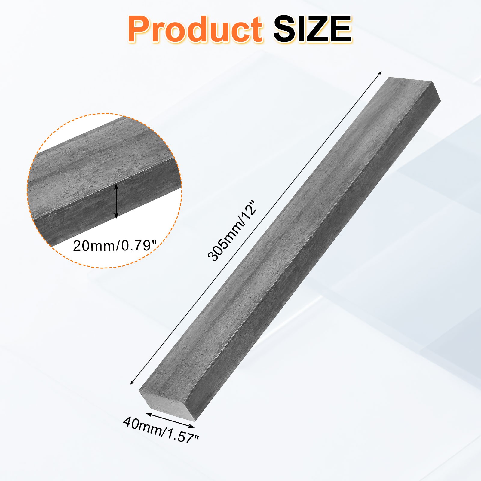 1018 Cold Rolled Carbon Steel Bar, 0.79″x1.57″x12″ Rectangular Flat Bar