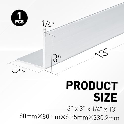 “13 Inch Aluminum Angle 6061 – 3×3 Inch, 1/4 Inch Thick L Channel Mill Stock”