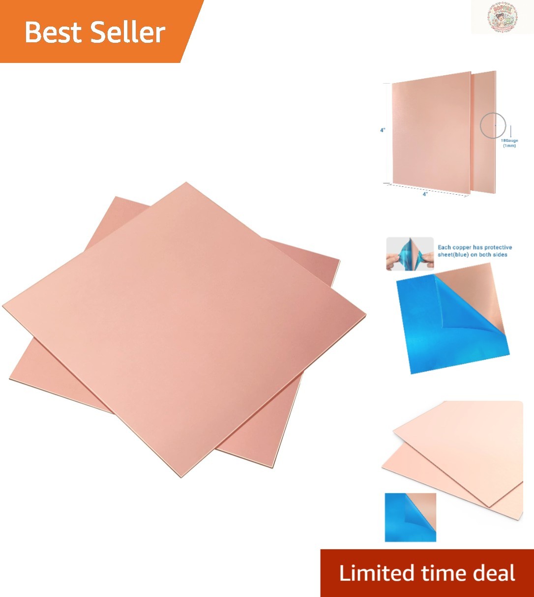 Quality 99.9% Copper Sheet Set – 2 Pieces, 4″ x 4″ for Creative Projects