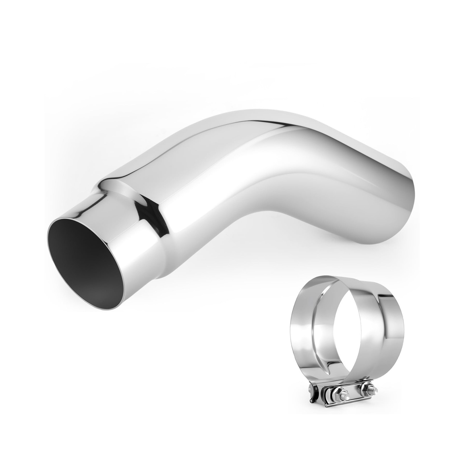 4-6″ Universal Exhaust Elbow Pipe w/Clamp Chrome Finish Drynochet | Premium S…