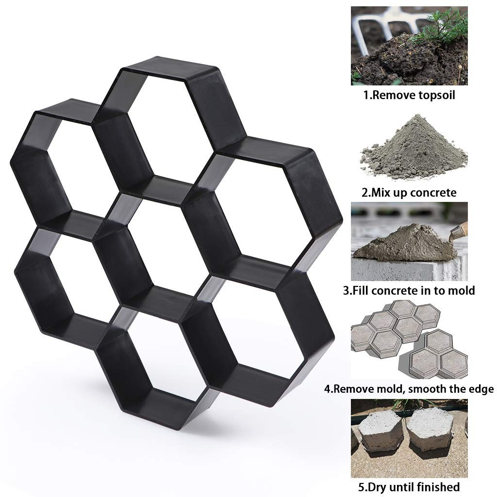 Molde hexagonal para pavimento 29,5 x 28 x4,3 cm reutilizable caminos peatonales