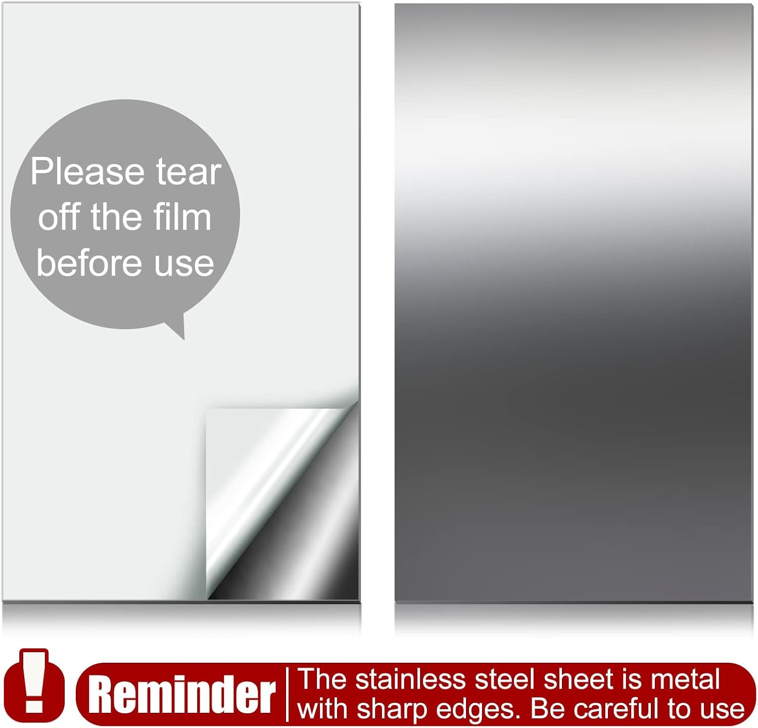 Funrous 2 Pcs 304 Stainless Steel Sheet,12 x 6 x 12 x 6 x 0.018 Inch, clear
