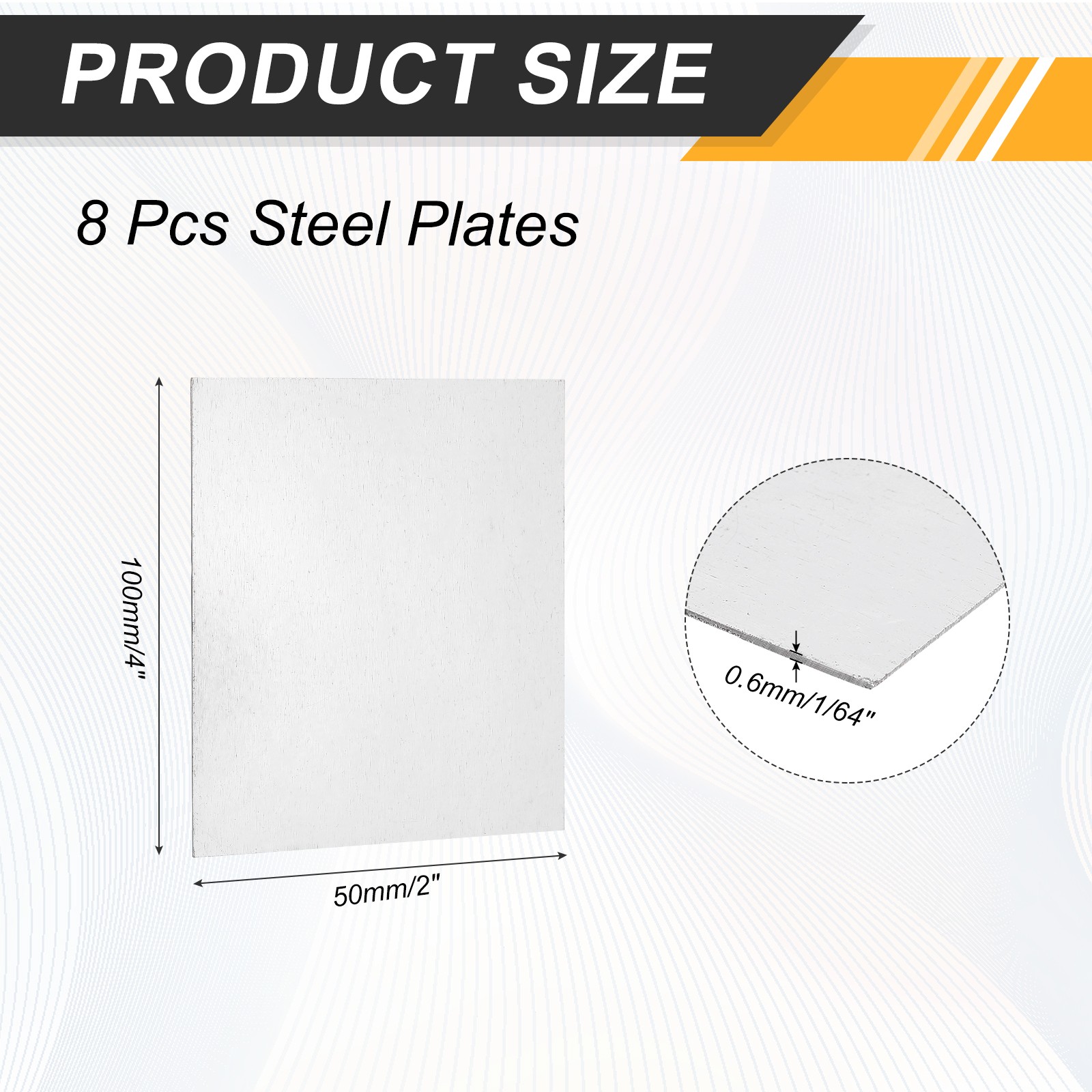 8Pcs 1/64″ Hot Rolled Steel Sheets 4″ x 2″ Steel Plate Base Silver]