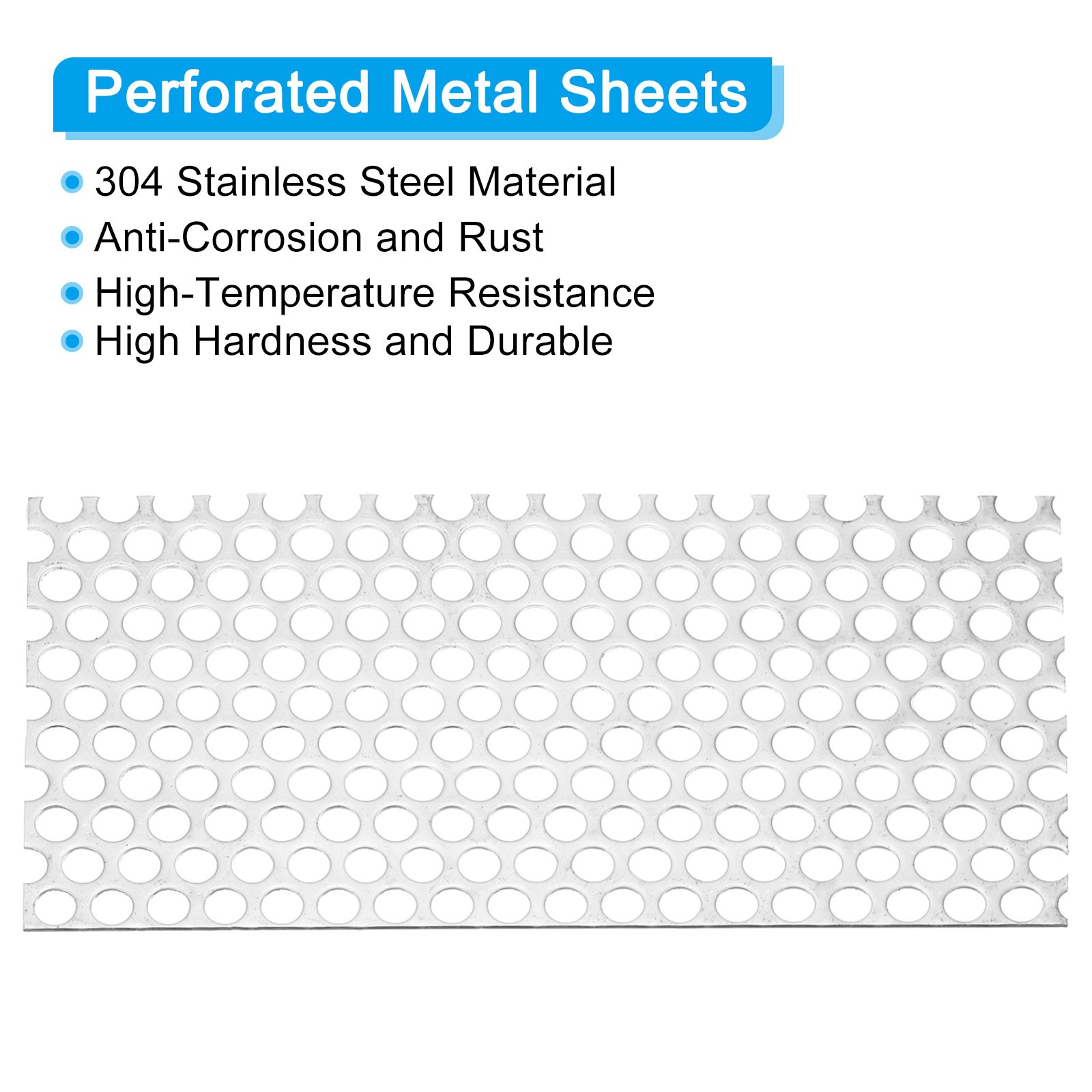 7.9″ L x 3.9″ W Perforated Metal Sheets, 2pcs 16Ga 0.31″Hole 304 Stainless Steel