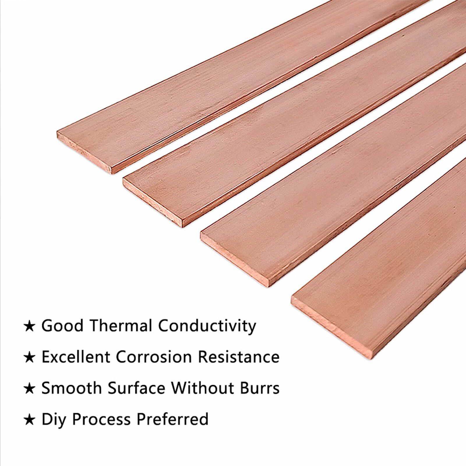 2Pcs C110 Copper Flat Bar 6″ Long 1/8″ 3mm x 1″ 25mm x 6″152mm Copper Bus Bar…
