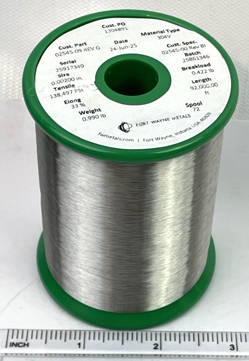 Fort Wayne Metals 304V Stainless Steel Wire 0.00200″ 92,000 FT
