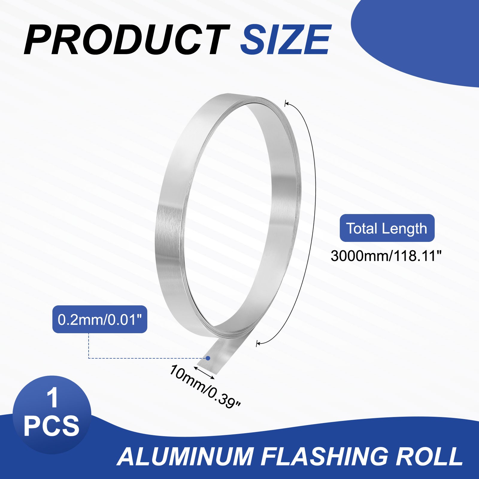 Aluminum Flashing Roll, 3000mm x 10mm x 0.2mm 1060 Aluminum Metal Roll