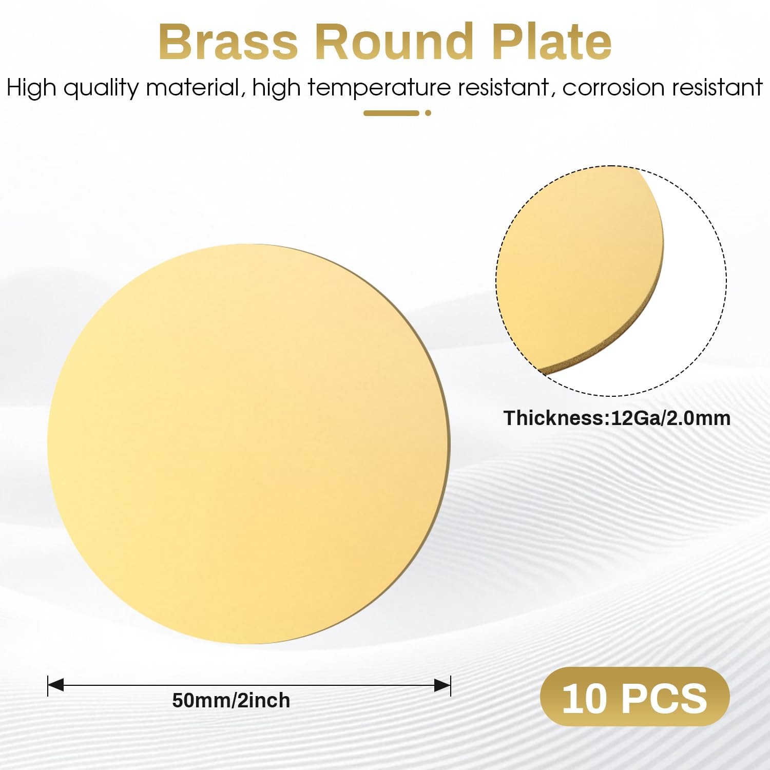 Brass Discs 2″ 12 Gauge Metal Blanks for Jewelry Making and Crafts (10 Pack)