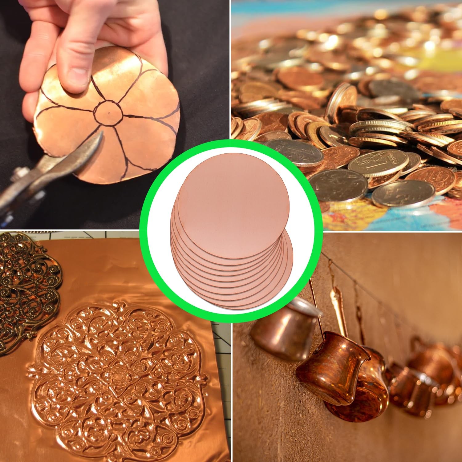Uxney 1-3/16″ Copper Round Discs, 14 Gauge 1.5mm Dia:1-3/16″, reddish-brown