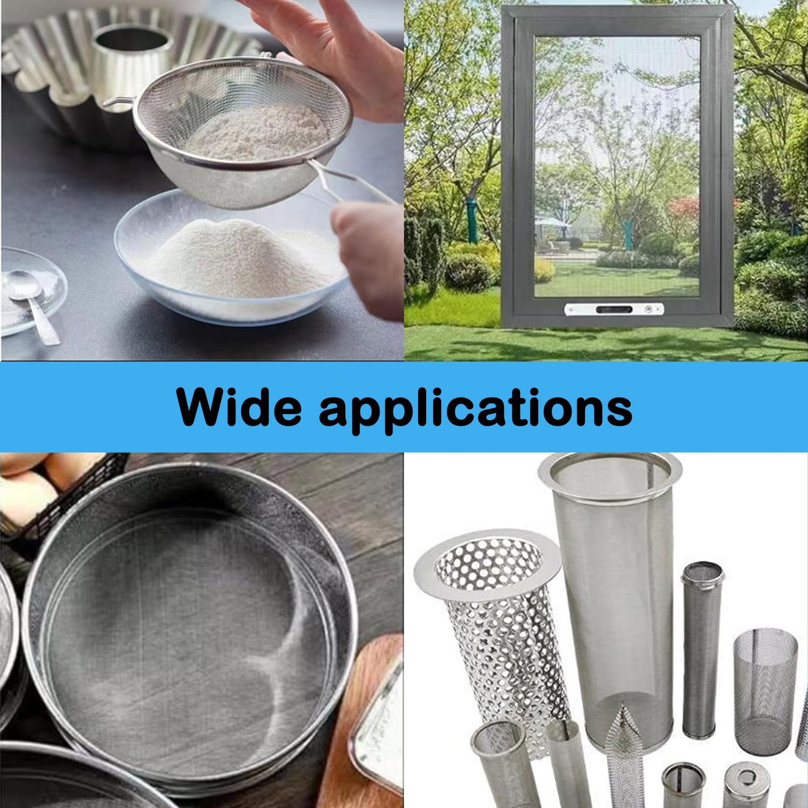 304 Stainless Steel Mesh Screen#60Mesh 15.7inchx47.2inch, Silver