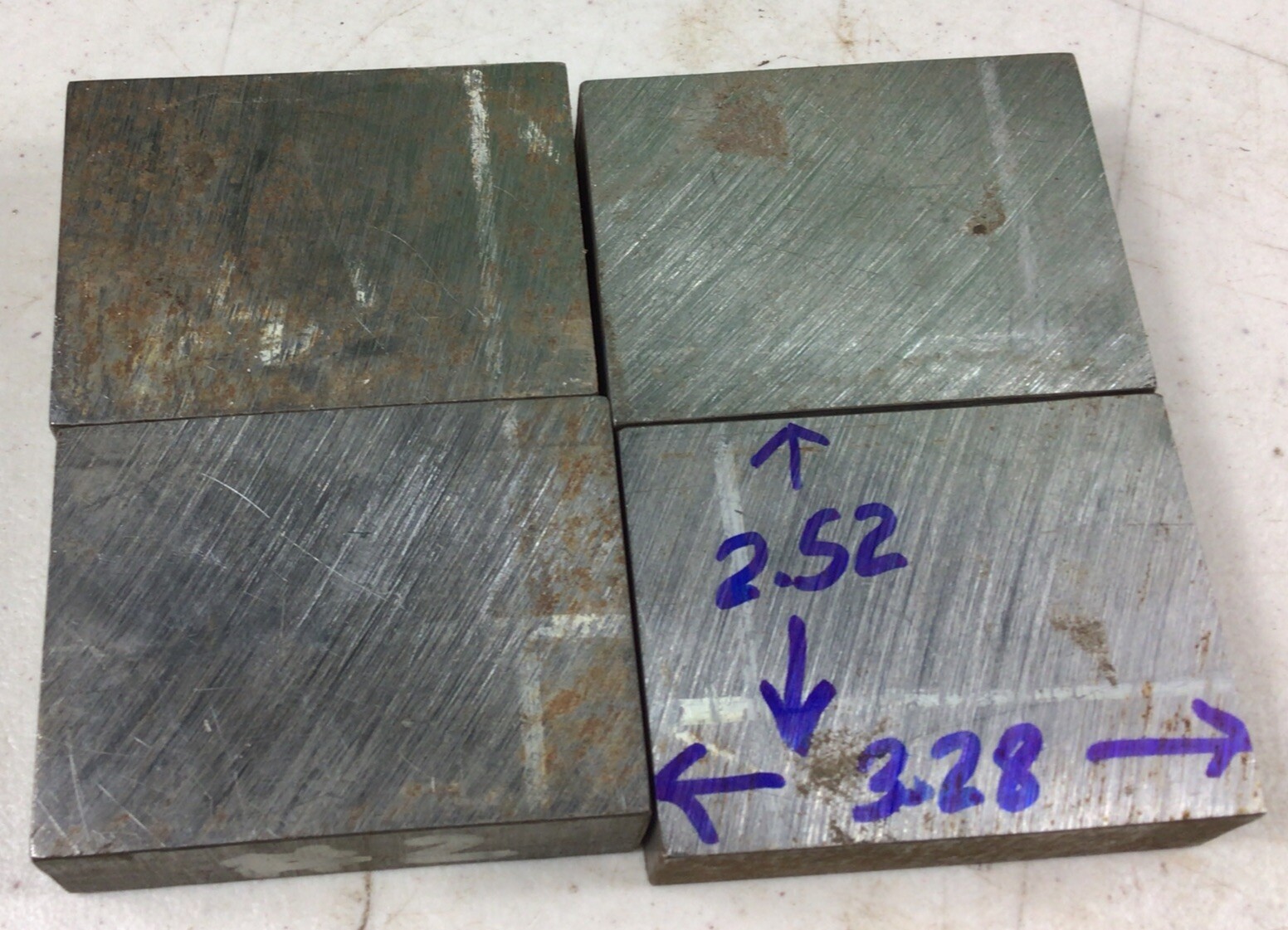 D2 Tool Steel Flat Stock, 1.03” X 2.52” X 3.28”, D2 I Believe, 4 Pieces In Sale