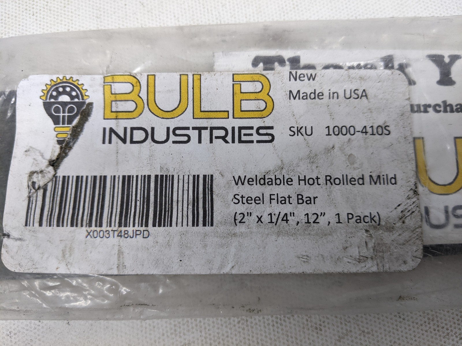 Bulb Industries Weldable Hot Rolled Mild Steel Flat Bar 1″x1/4″x12″ 1lbs 10oz