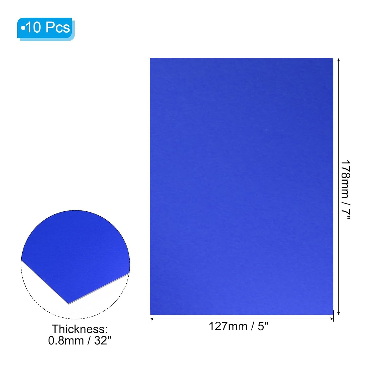 7X5X1/32Inch Anodized Aluminum Sheet, 10Pcs Metal Rectangle Aluminum Plate 0.8Mm