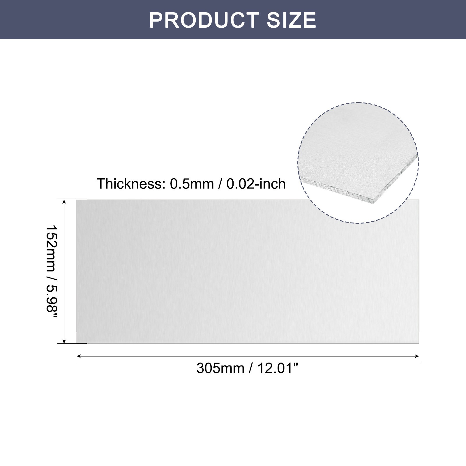 12″ x 6″ x 1/64″ Rectangle 5052 Aluminum Sheet Flat Metal Plate Stock