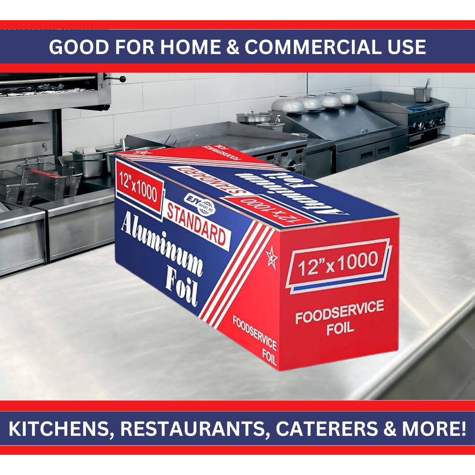 Standard Premium Aluminum Foil | 12”x1000 Feet Long | Industrial Size and Streng